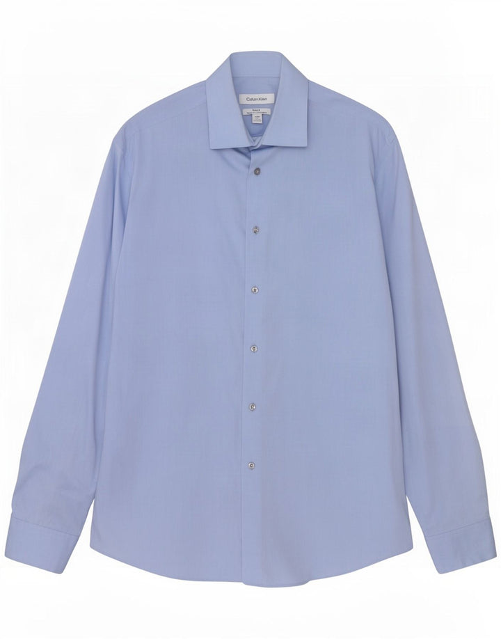 Cămașă Calvin Klein pentru bărbați, cu tăiere obișnuită, mărimea 15 1/2 Medium Blue Herringbone