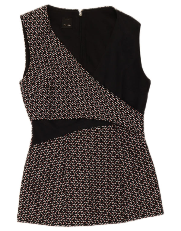Bluză fără mâneci pentru femei Pinko UK 8 Small Negru Geometric Bumbac