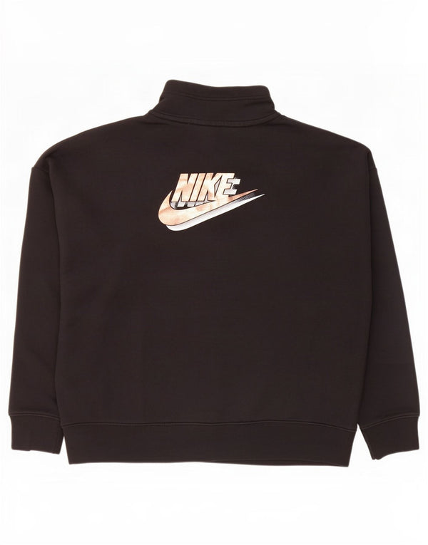Pulover supradimensionat cu grafic Nike pentru femei UK 10 Bumbac negru mic