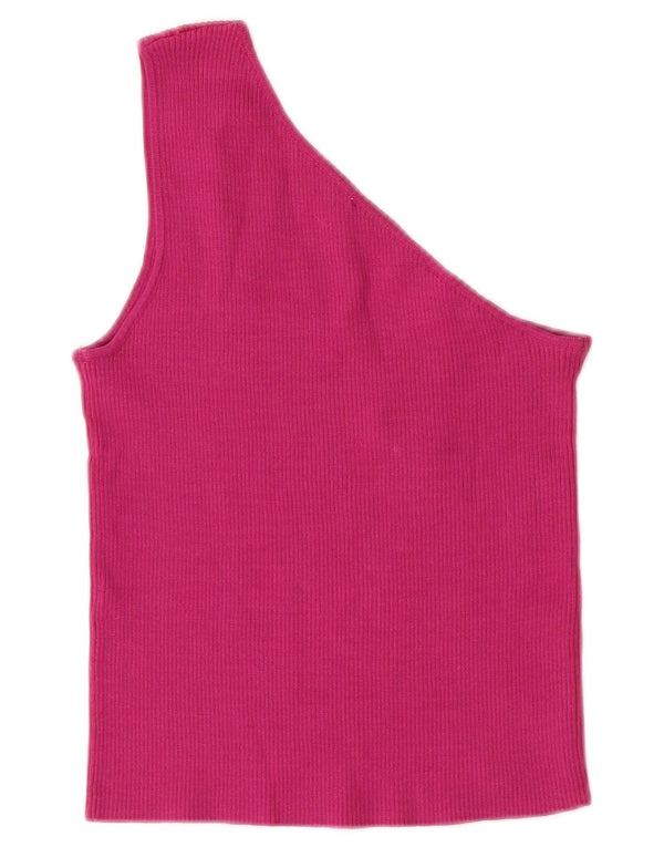 Top crop pentru femei ZARA cu un umăr UK 8 Small Pink Nylon