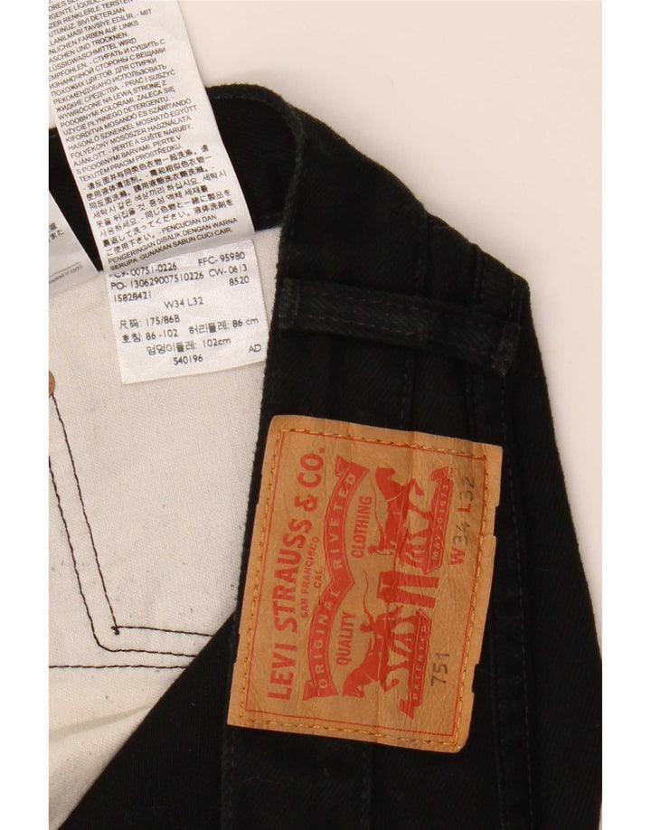 Blugi drepti pentru bărbați Levi's 751 W34 L32 bumbac negru