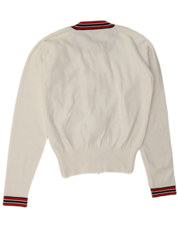 Pulover Chervo cardigan cu fermoar complet pentru femei IT 46, mare, alb, bloc de culoare