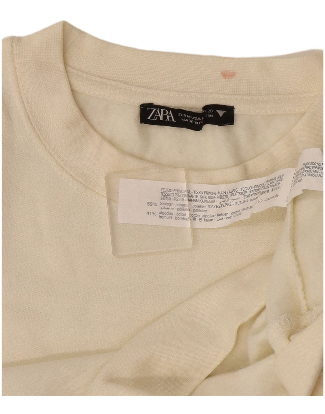 Pulover de hanorac pentru femei Zara UK 14 Poliester alb mediu
