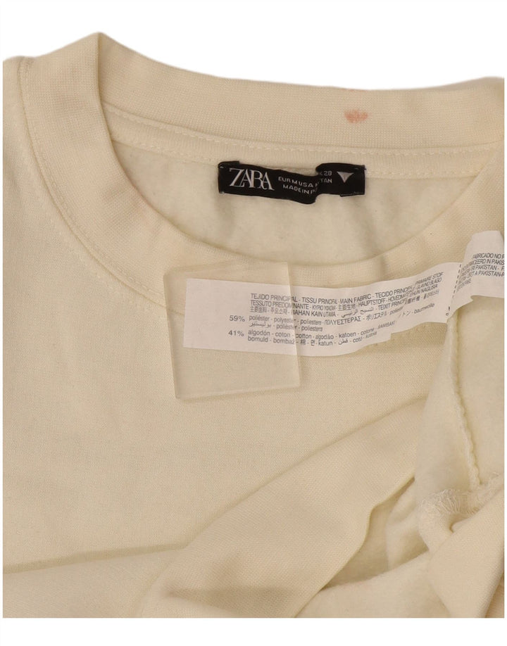 Pulover de hanorac pentru femei Zara UK 14 Poliester alb mediu