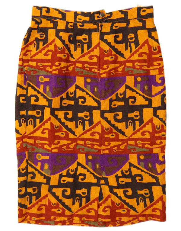 Max Mara Womens Pencil Skirt UK 14 Medium W28 Yellow Geometric Linen
