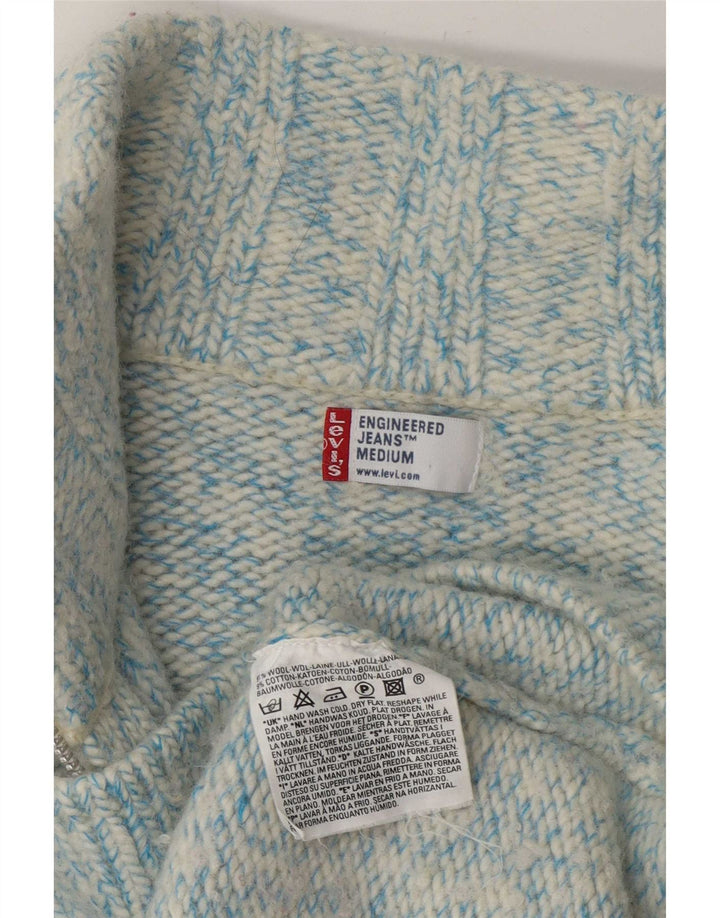 Pulover cardigan proiectat pentru femei Levi's UK 14 Lână cu pete albastre medii