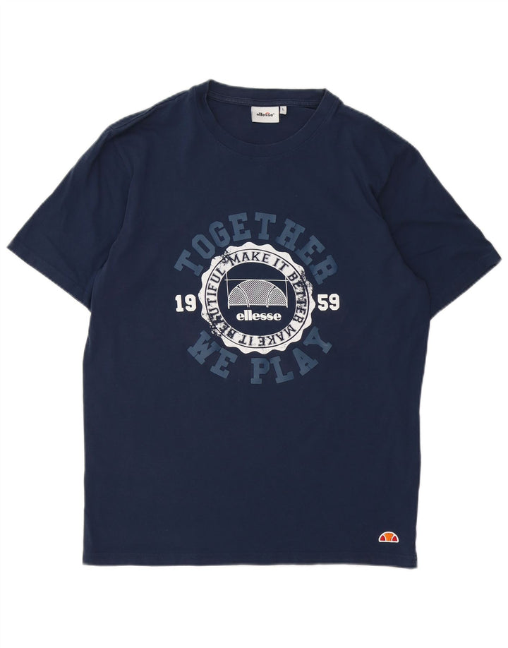 Tricou grafic pentru bărbați Ellesse Top mare din bumbac bleumarin