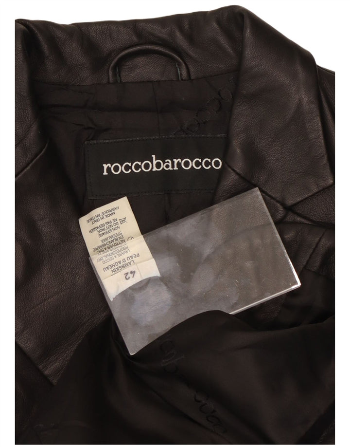 ROCCOBAROCCO Jachetă Blazer pentru Femei cu 2 Nasturi IT 42 Medium Piele Neagră