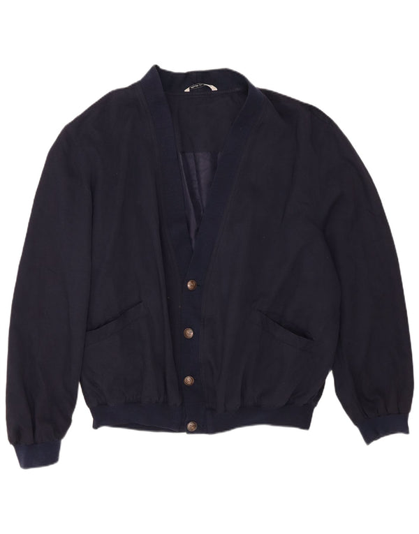 Bomber vintage pentru bărbați UK 40 mare, mătase, bleumarin