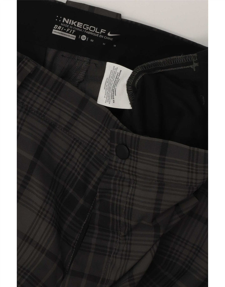 Pantaloni scurți chino pentru bărbați Nike Dri Fit W32, poliester cu carouri, gri mediu