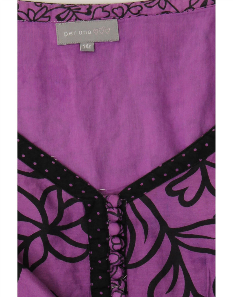 PER UNA Womens A-Line Dress UK 14 Medium Purple Floral Cotton Vintage Per Una and Second-Hand Per Una from Messina Hembry 