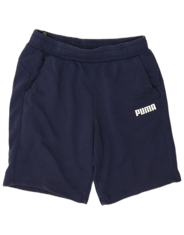 Pantaloni scurți sport grafic Puma pentru bărbați, bumbac mediu albastru bleumarin