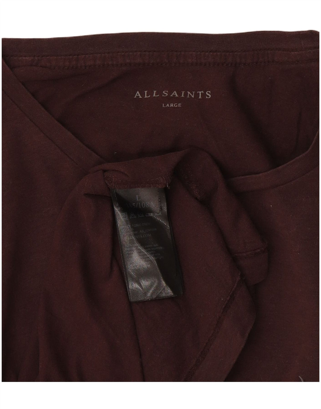 ALL SAINTS Tricou Bărbați Top Mare Bumbac Burgundy
