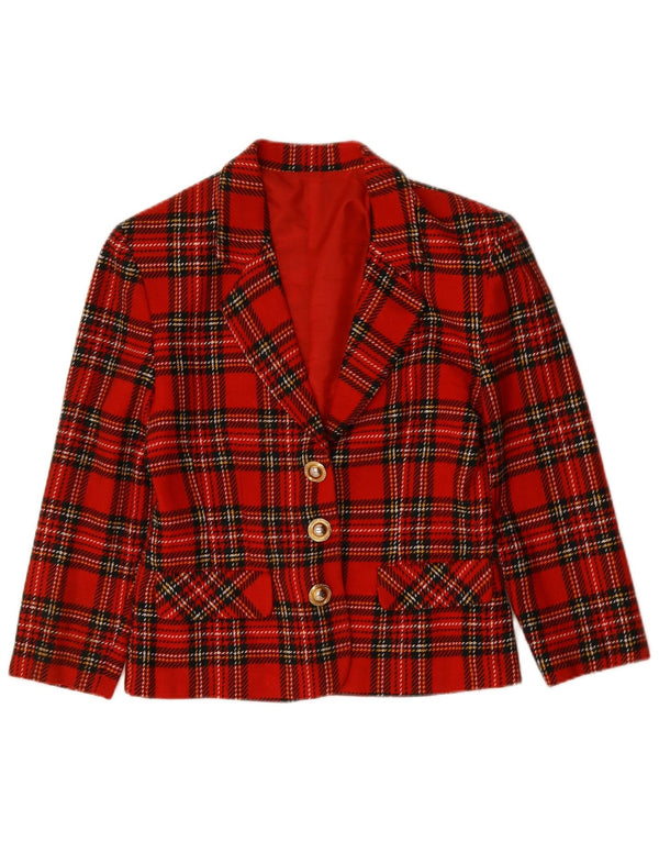 Blazer Vintage pentru femei cu 3 nasturi, UK 14 Medium Red Check