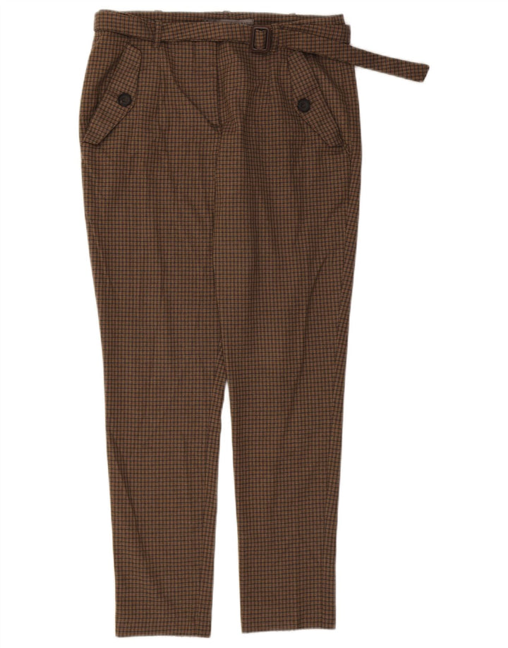 Pantaloni chino slim pentru femei Zara Mediu L28 L28 Maro Poliester Check