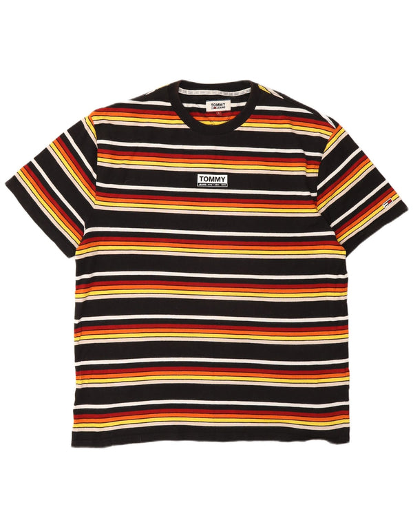 Tommy Hilfiger Mens T-Shirt Top Large Multicoloured Striped Cotton