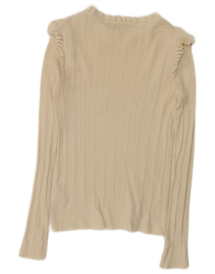 Oasis Top pentru femei cu mânecă lungă UK 12 Medium Off White Viscose