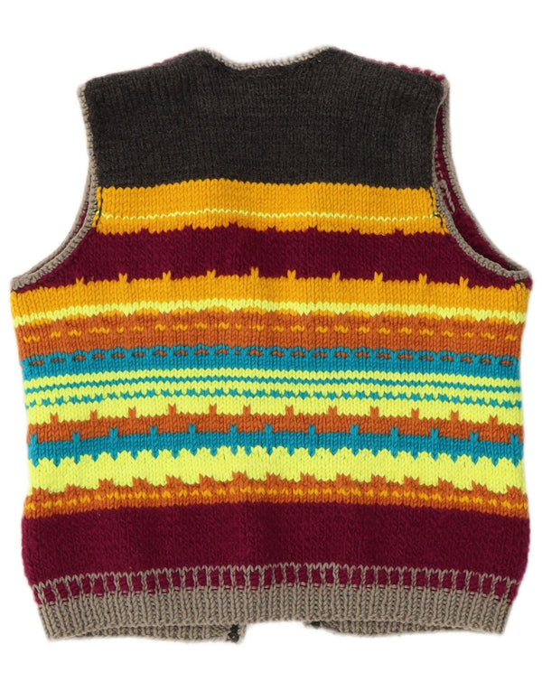 VINTAGE Pulover cardigan crop pentru femei UK 14 Medium, multicolore, cu dungi