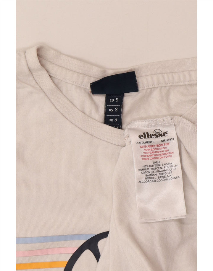 ELLESSE Mens Graphic T-Shirt Top Small White Striped Cotton
