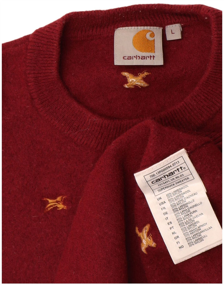 Pulover pentru femei Carhartt, cu model abstract, cu decolteu rotund, roșu mare, UK 14