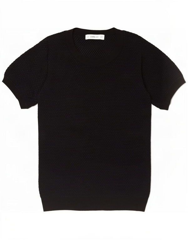 Pulover cu mânecă scurtă pentru femei Zara, cu gât turnu, UK 12 Medium Negru