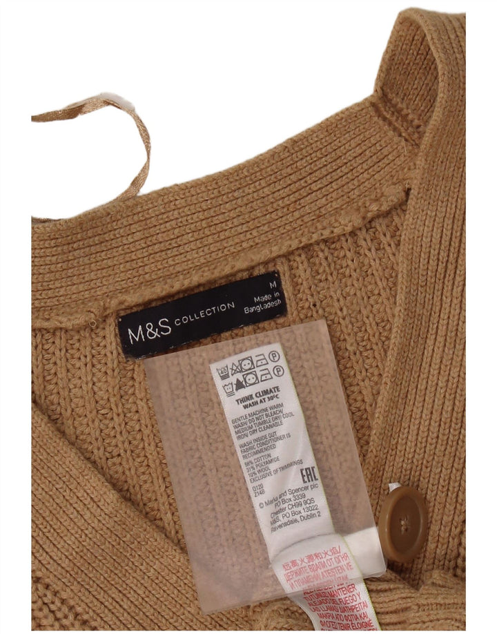 Pulover pentru femei Marks & Spencer Crop Cardigan UK 14, bumbac maro mediu