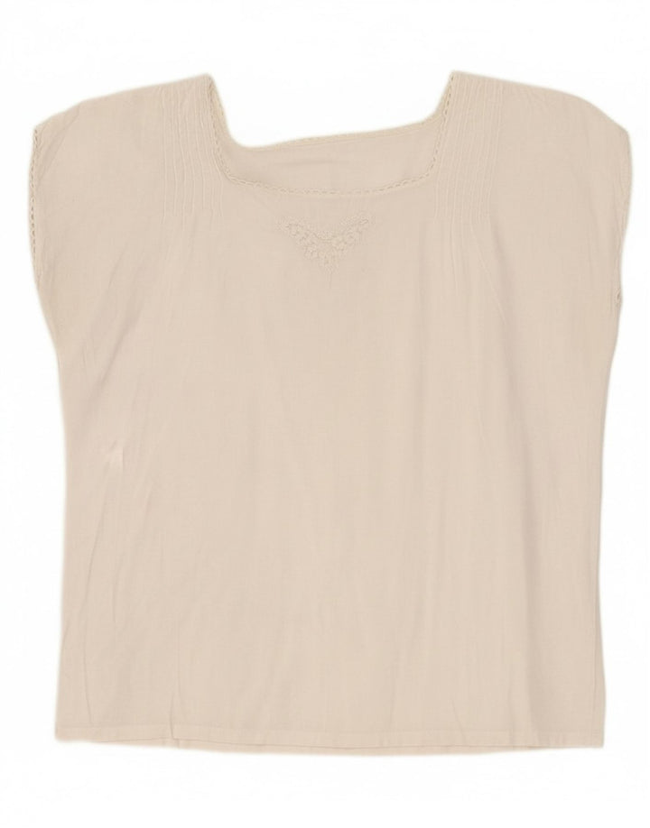 VINTAGE Womens Sleeveless Blouse Top UK 10 Small White