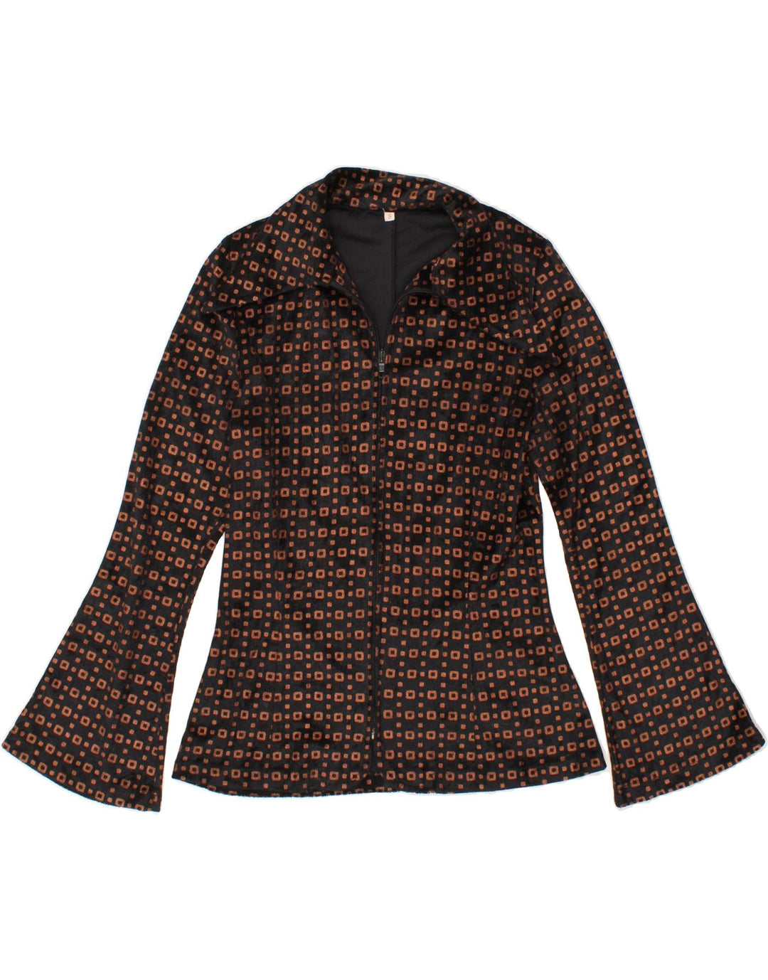 VINTAGE Womens Tracksuit Top Jacket UK 10 Small Brown Geometric Vintage Vintage and Second-Hand Vintage from Messina Hembry 