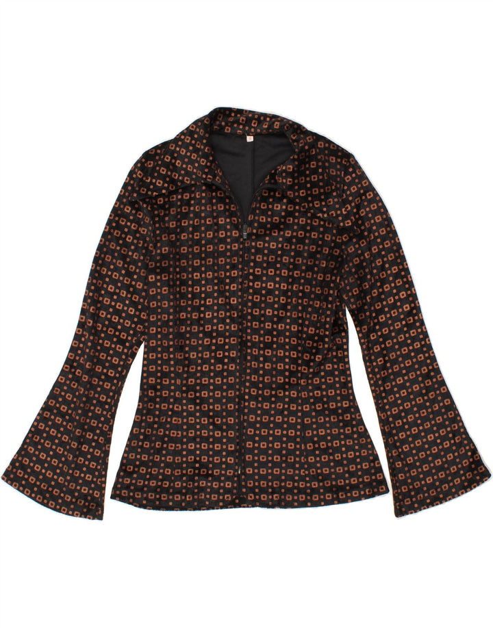 VINTAGE Womens Tracksuit Top Jacket UK 10 Small Brown Geometric Vintage Vintage and Second-Hand Vintage from Messina Hembry 