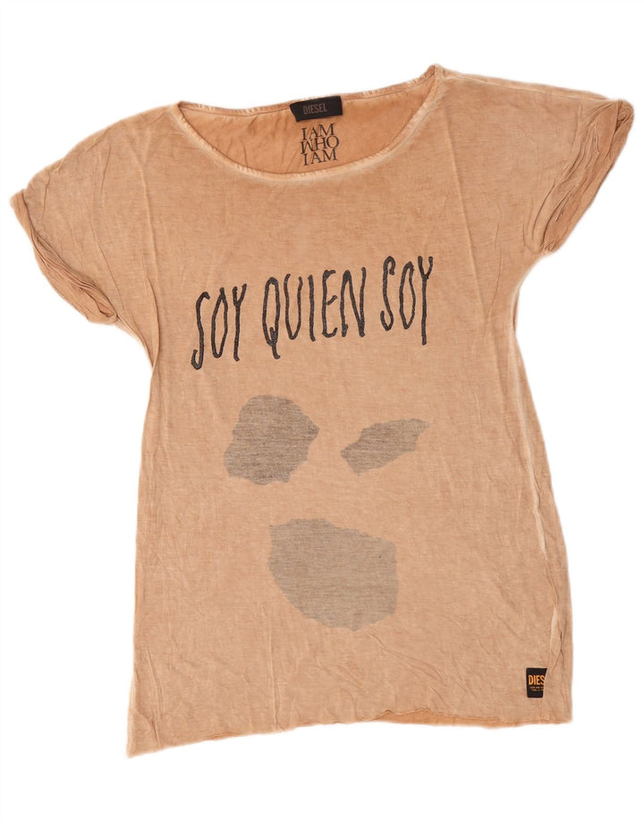 Tricou cu grafic Diesel pentru femei Top UK 14 Medium Beige