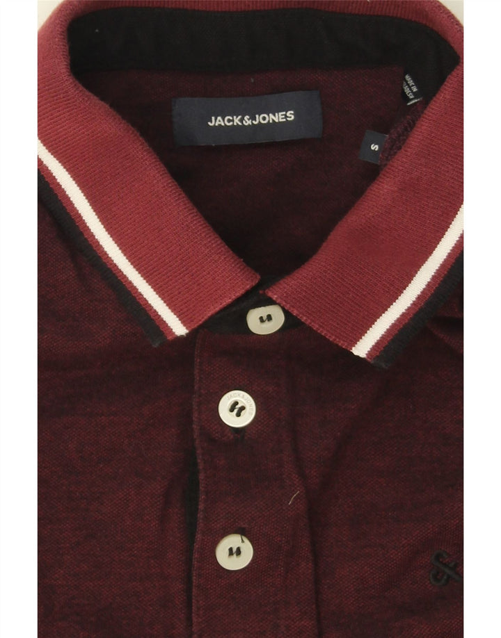 JACK & JONES Mens Regular Polo Shirt Small Maroon Cotton Vintage Jack & Jones and Second-Hand Jack & Jones from Messina Hembry 