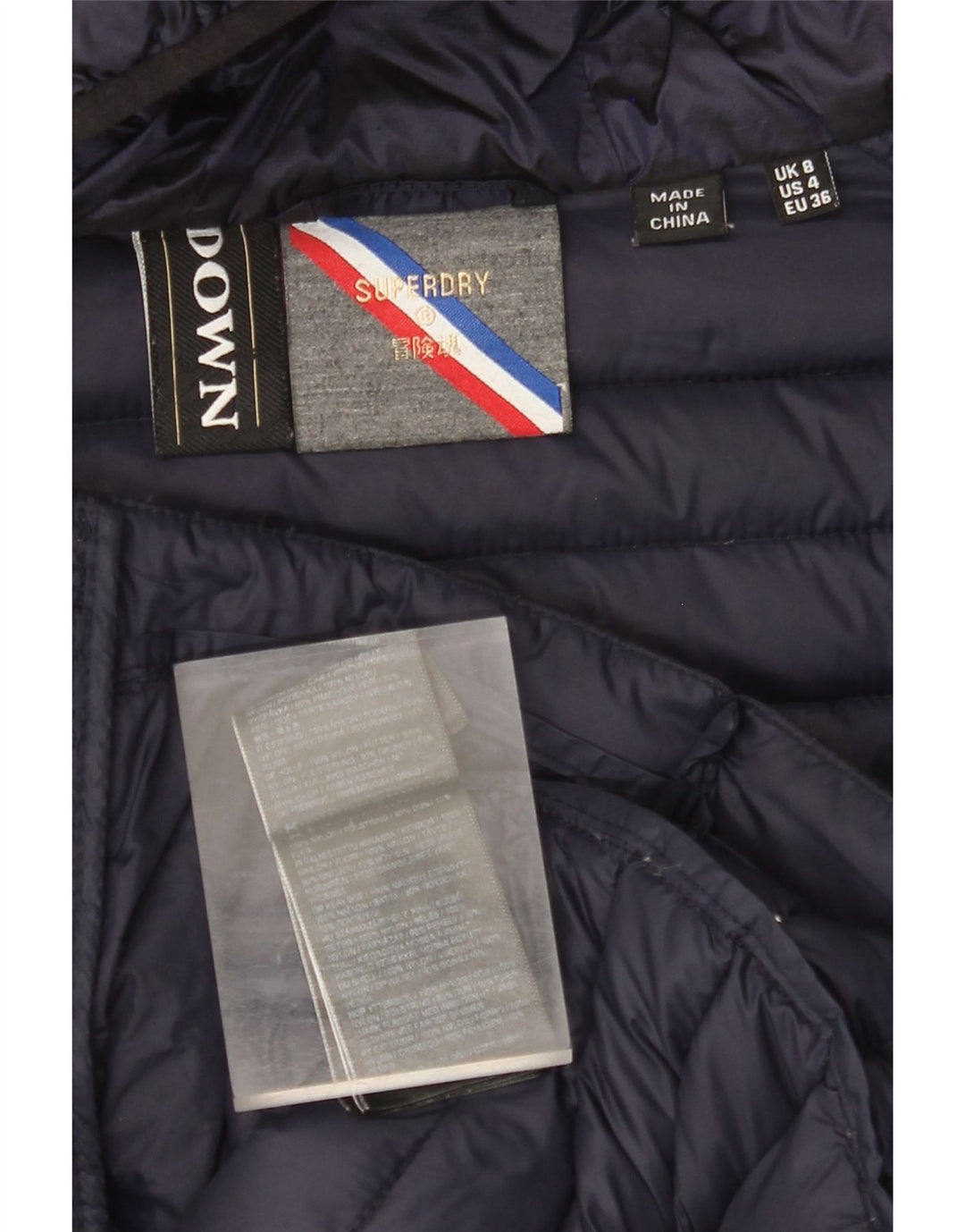 SUPERDRY Jachetă căptușită cu glugă pentru femei UK 8 Small Navy Blue Marine