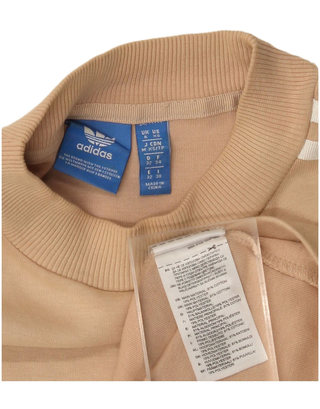 ADIDAS rochie pulover cu mânecă lungă pentru femei UK 6 XS bumbac bej