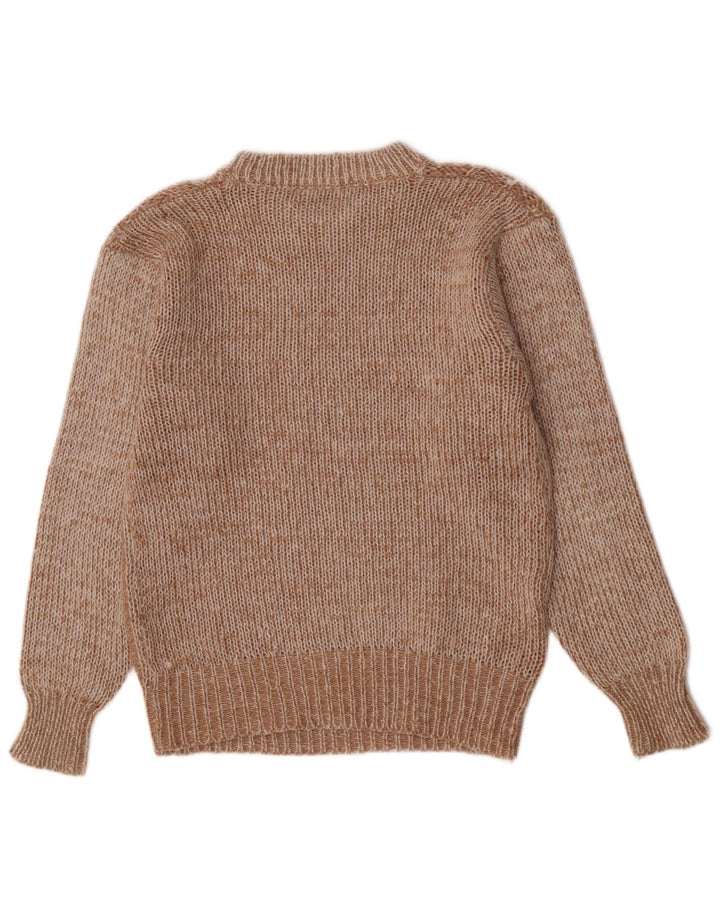 Pulover Vintage pentru bărbați, cu croială obișnuită, cu gât crew, maro mediu, geometric