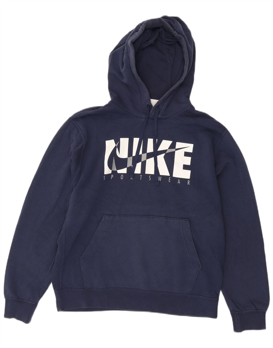 Pulover Nike pentru bărbați cu glugă grafică, bumbac mediu, albastru bleumarin