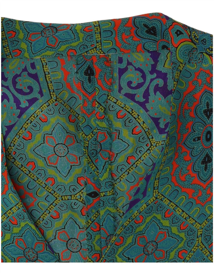 Rochie vintage pentru femei în linie A UK 14 verde mediu geometric