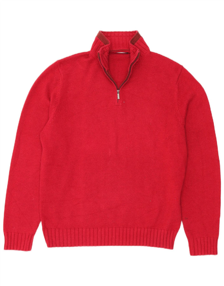 Pulover Massimo Dutti pentru bărbați, cu fermoar și gât, bumbac roșu XL