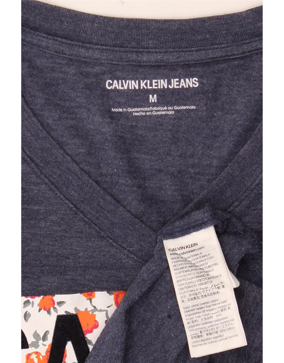 CALVIN KLEIN Tricou cu grafic pentru femei Top UK 14 Medium Bleumarin Poliester