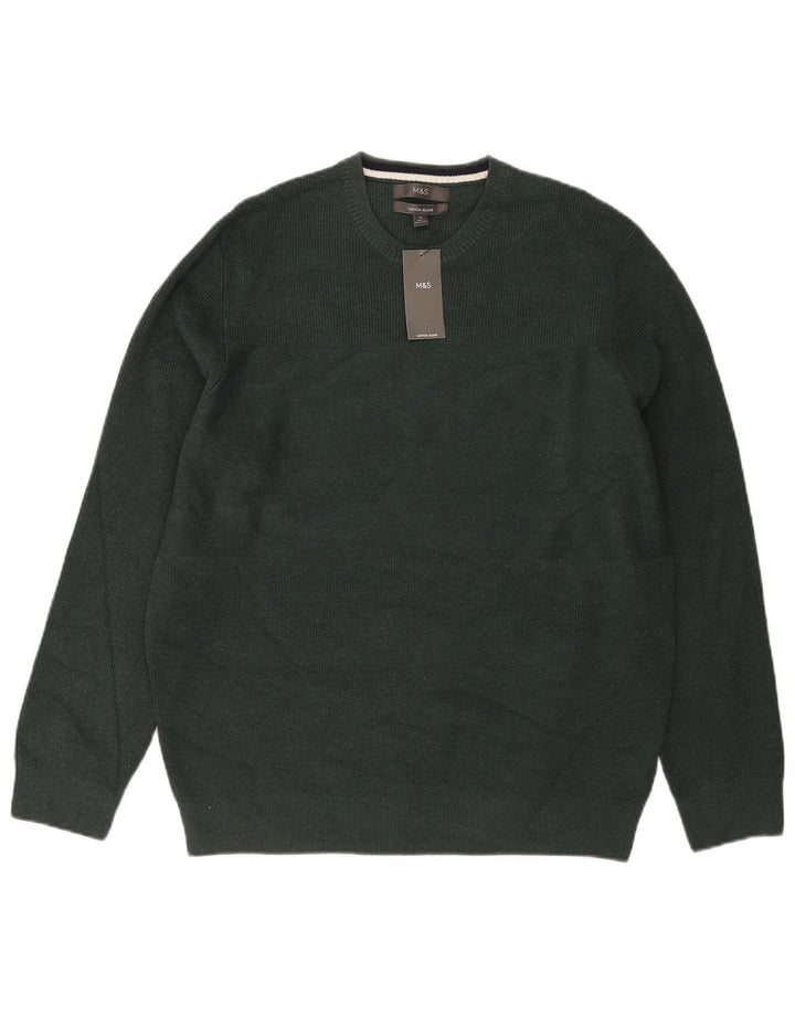 Pulover pentru bărbați Marks & Spencer, cu gât crew, poliester verde XL