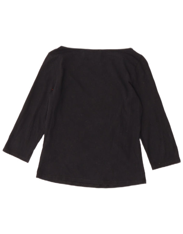 Crop Top pentru femei Marks & Spencer mânecă 3/4 UK 12 bumbac mediu negru