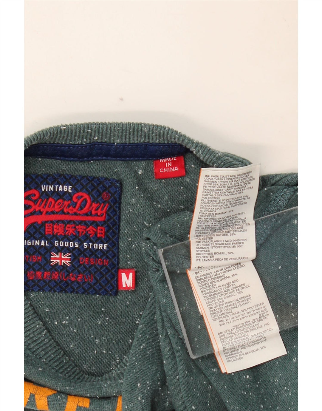 Tricou grafic pentru bărbați SUPERDRY Top din bumbac cu pete verde mediu