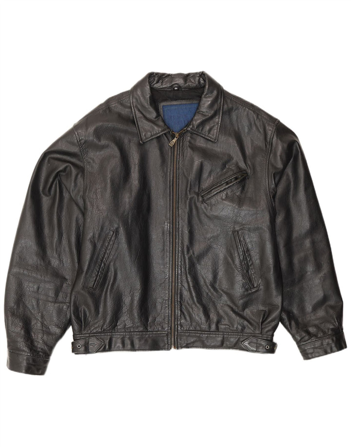 Geacă din piele vintage pentru bărbați IT 54 2XL din piele neagră