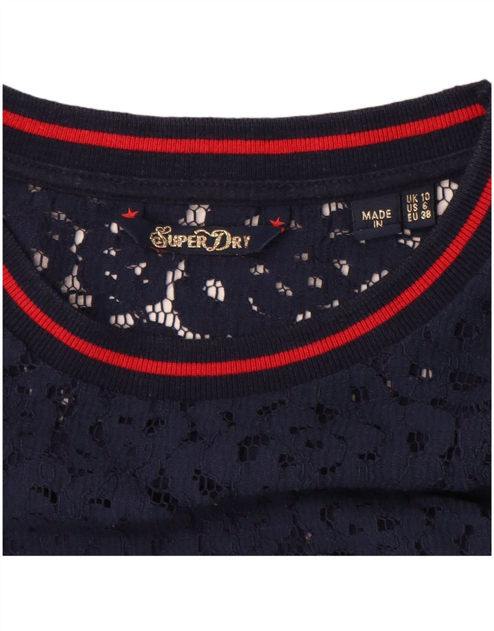 Top cu grafic supradimensionat Superdry pentru femei cu mânecă lungă UK 10 Mic bleumarin