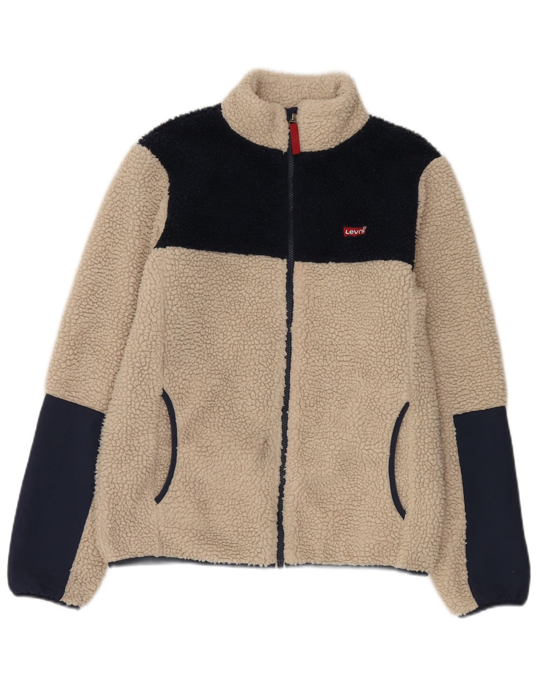 Jachetă fleece pentru băieți Levi's 15-16 ani, bej, poliester bloc de culoare