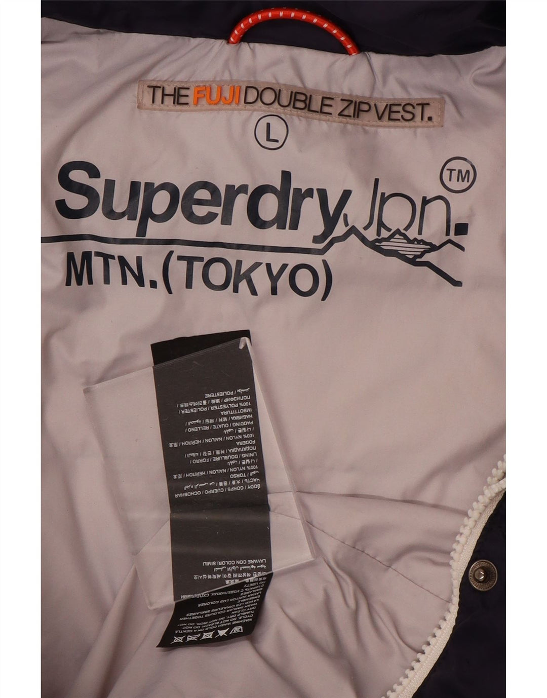 SUPERDRY Gilet căptușit cu glugă pentru femei UK 14 mare, poliester bleumarin