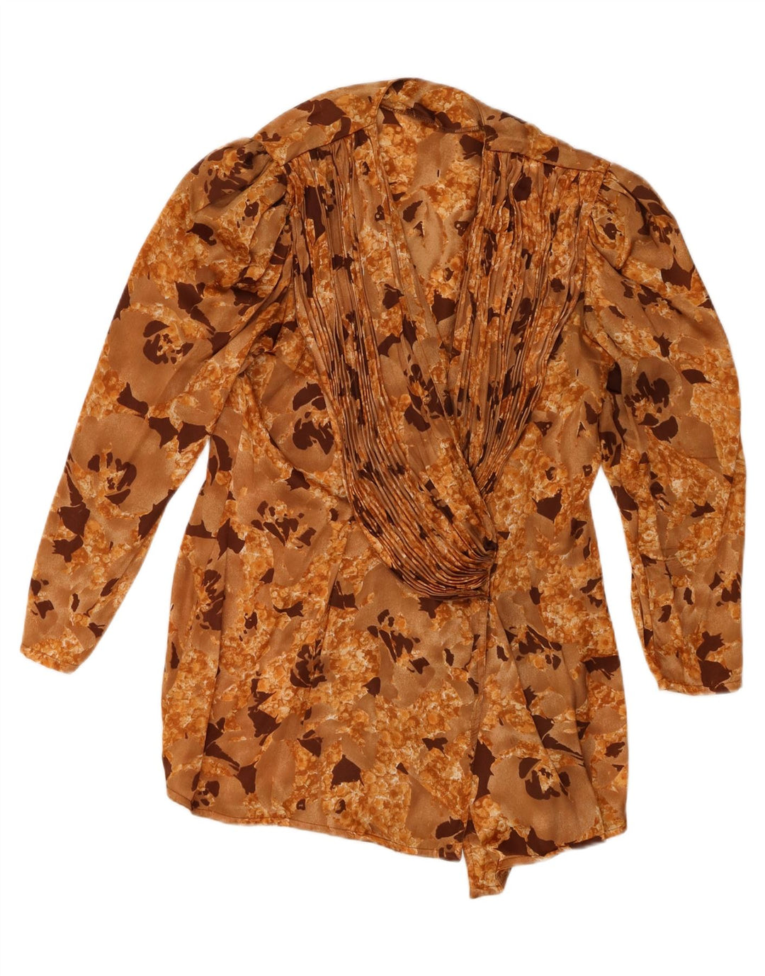 Bluză pentru femei vintage cămașă UK 16 mare, bej, floral, poliester