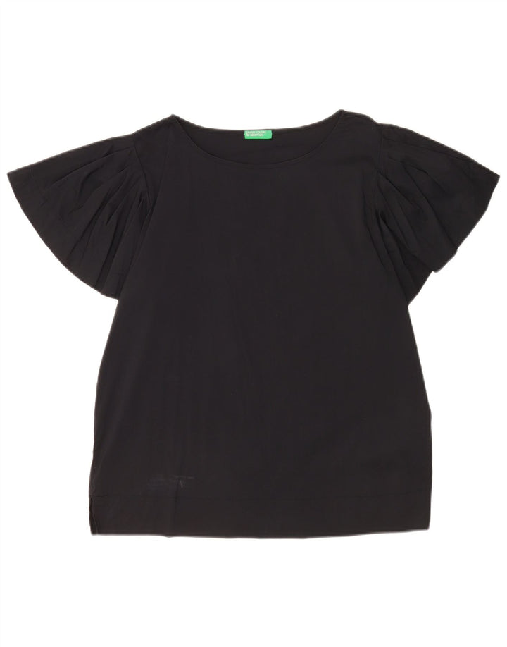 Bluză supradimensionată pentru femei Benetton UK 10 Bumbac negru mic