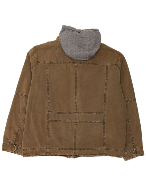 Jachetă Sherpa din denim cu glugă militară pentru bărbați LEVI'S UK 42 XL bumbac kaki