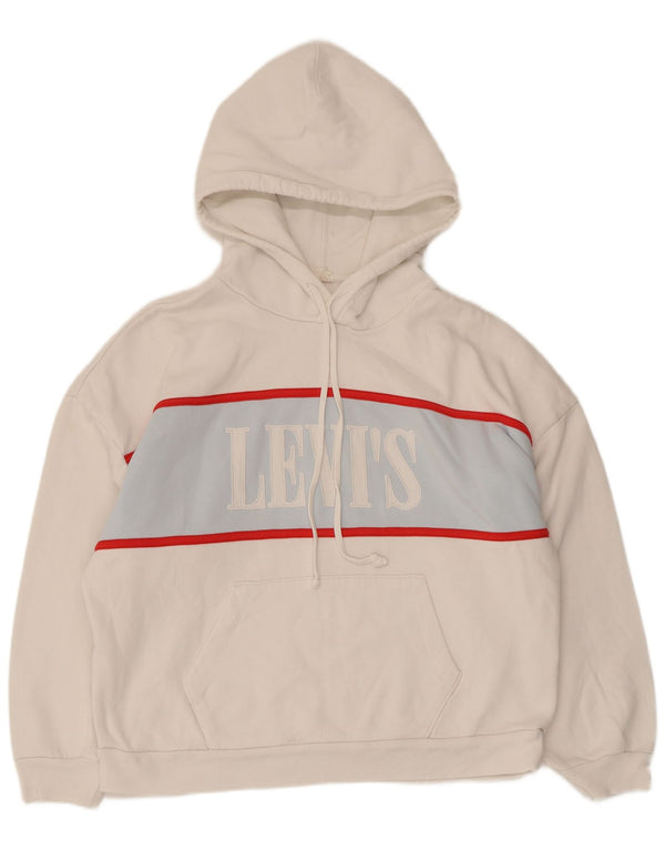Pulover cu capotă supradimensionat cu grafic Levi's pentru femei UK 10, mic, alb, bloc de culoare