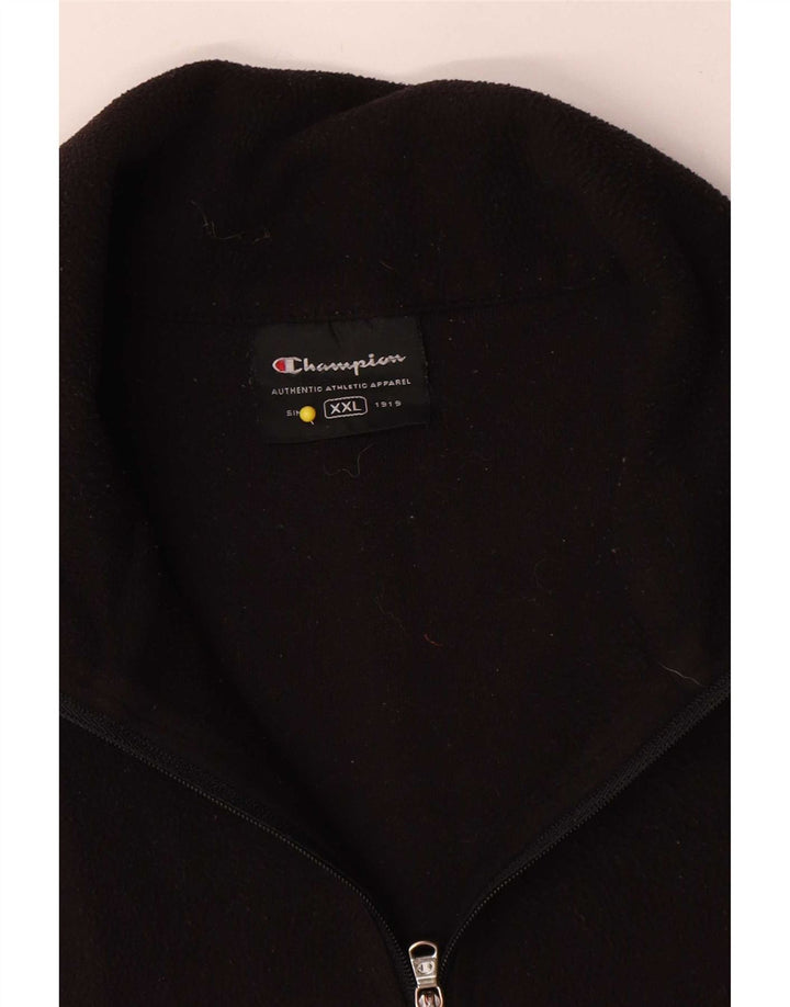 Pulover pentru bărbați Champion, cu fermoar și gât, din lână, poliester negru 2XL